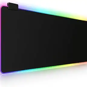 Mouse Pad Gamer Para Jogos com RGB LED Com 14 Modos de Iluminação 80x30cm Grande Estendido Macio Superfície de Velocidade Base Antiderrapante em Borracha e Borda Costurada Escritório e Decoração Gamer