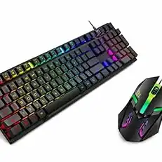 Kit Teclado Gamer Semi Mecânico RGB, com Mouse Gamer 3600DPI, Óptico Compatível Com todos os vídeo games e computadores