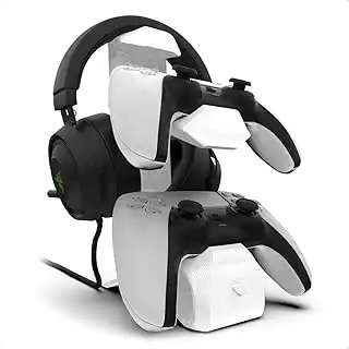 Sculpy Suporte de Mesa Compatível com 2 Controles de PS5 Playstation 5 e Headset Headphone Gamer Universal VN