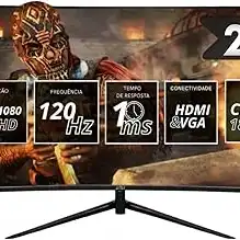 Monitor Gamer Curvo 27" Tela VA Full HD 1920x1080, 120Hz/1ms HDMI/VGA/DisplayPort, FreeSync, Padrão VESA, curvatura 1800R, para Jogos Trabalho Entretenimento
