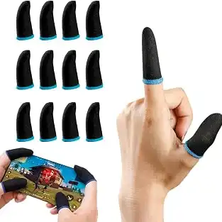 Kit 12 Luva De Dedo Gamer Para Celular/Tablet Fibra de Carbono Anti-Suor Ultrafina Respirável