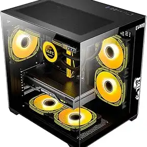 Gabinete Gamer Aquário Lateral Vidro Espaçoso Grande Preto