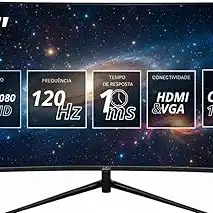 Monitor Gamer Curvo 27" 120Hz 1ms Full HD (1920x1080) FreeSync/G-Sync, Entradas HDMI/VGA e Suporte VESA para Jogos, Office, Vídeos, Edição