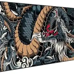 Mouse Pad Gamer Speed Extra Grande Desk Pad Profissional com Borda Costurada 70x35 Dragão Azul Premium GAXMARK