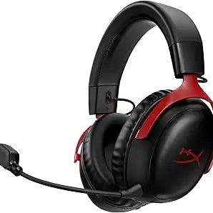 Headset Wireless HyperX Cloud III - Gamer para PC, PS5, PS4, Bateria de até 120h, 2,4 GHz, Drivers 53mm, Espuma Viscoelástica, Estrutura Durável, Microfone 10mm, Vermelho e Preto (77Z46AA)
