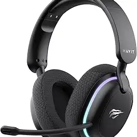 Havit Fone de Ouvido Gamer Five-Mode Fuxi-H7 Black, Sem fio e Com Fio, Wireless 2,4GHz, Bluetooth, USB, Cabo 3,5mm, Falante de 40 mm, Microfone Destacável com Cancelamento de Ruído
