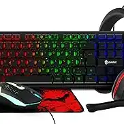 Kit Gamer Completo Teclado Rgb Headset Mouse E Mousepad Pc, Teclado Semi Mecâncio RGB Rainbow ABNT2, Headset com Microfone, Mousepad Speed, Fone de Ouvido