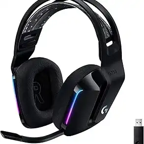 Headset Gamer Sem Fio Logitech G733 7.1 Dolby Surround com Tecnologia Blue VO!CE, RGB LIGHTSYNC, Drivers de Áudio Avançados e Bateria Recarregável para PC e PlayStation - Preto
