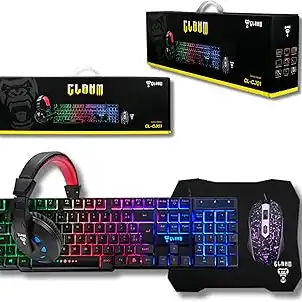 Combo GAMER 4 em 1 MTS, Nightmare • Mouse 4D - 3600 Dpi • Teclado RGB LED Rainbow Anti-Ghosting • Fone e Microfone Headset 45mW Stereo • Mousepad 290x250 • Quality Premium • Setup Gamer