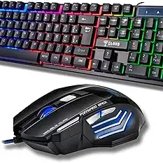 Combo Kit Teclado e Mouse Gamer 6000 DPI MTS iluminado com LED Rainbow, Multimídia, Teclado 104 Teclas, ABNT-2, USB Plug & Play – PC, Notebook e Setup