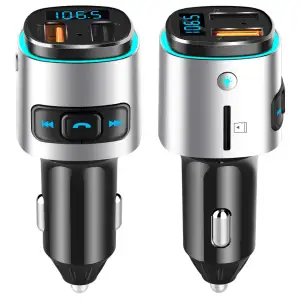 Adaptador de Áudio Bluetooth e Transmissor FM Veicular com QC 3.0