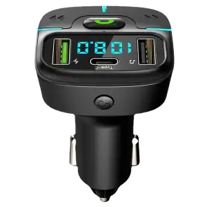 Transmissor FM Bluetooth Veicular com Porta Tipo-C PD e Visor LED