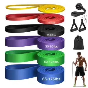 Faixas de Resistência para Fitness em Látex com Alças para Treinos de Puxada, Exercícios de Ginástica e Musculação