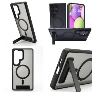 Capa Magnética Fosca com Suporte de Apoio Embutido para Samsung Galaxy Séries S22 a S25 Ultra