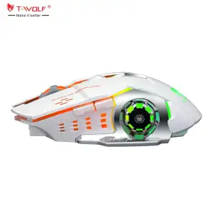Mouse Sem Fio T-WOLF para Jogos com Carregamento, Retroiluminação de 7 Cores RGB para Gamers, Mouse Recarregável 2.4gh