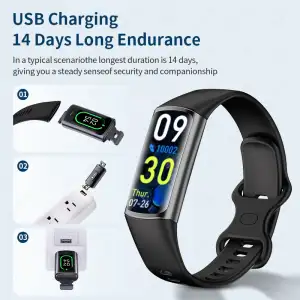LIGE BW0661 (14 dias) Pulseira inteligente esportiva com bateria, monitor de temperatura, pressão arterial, frequência...