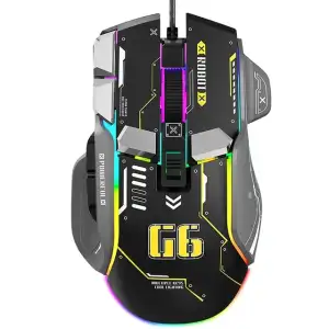 Mouse Gamer G6 com 10 Teclas Mecânicas, 12800DPI, Ergonômico, com Fio, 10 Teclas Programáveis com Macro, 13 Modos de...
