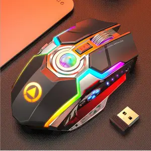 Mouse de jogo recarregável ergonômico GAZ-M03, mouse gamer silencioso e ergonômico com 7 teclas rgb, retroiluminado, 1600 dpi,...