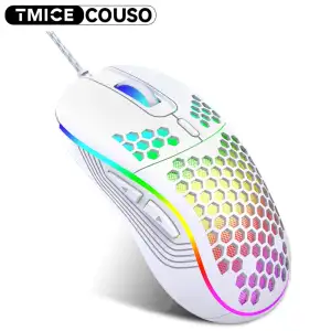 Mouse Gamer Com Fio Honeycomb, Retroiluminação RGB, 7200 DPI Ajustável, Ergonômico USB para PC Windows e Notebook