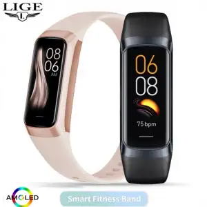 LIGE BW0459 Novo Smartwatch Feminino e Masculino Smartband com Tela AMOLED Rastreador Fitness Medidor de Pressão Arterial...