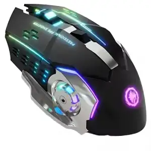 Mouse Sem Fio para Jogos, Silencioso, Recarregável, Mouse BT USB Mecânico, Mouse Gamer Retroiluminado para PC e Laptop