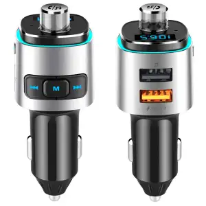 Transmissor FM Sem Fio 5.0 para Carro com Suporte a Pen Drive e Viva-Voz