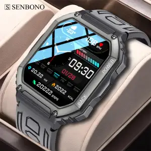 Relógio Inteligente SENBONO C20S para Homens com Tela OLED HD de 1,8 Polegadas, Monitor de Frequência Cardíaca à Prova d'Água...