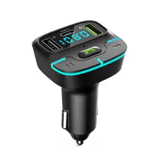 Transmissor FM Bluetooth 5.3 com Carregamento Rápido USB Duplo e Viva-Voz