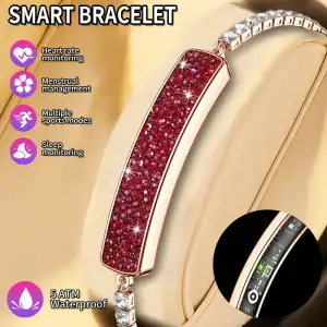 LIGE BWB5 SDK Pulseira Inteligente Diamantes Vermelhos Jóias Mulheres Smartband Smartwatch Rastreador De Fitness Pressão...