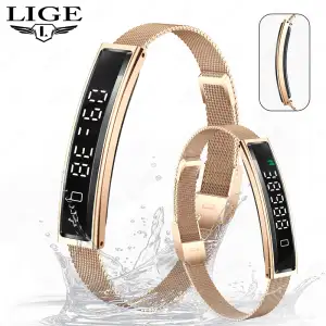 BWB3 Pulseira inteligente SDK para mulheres, ultraleve e fina, com pulseira metálica IPS, monitor de frequência cardíaca e...