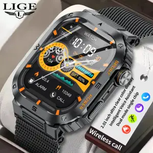 LIGE BW0639 Relógio Smartwatch com Função Bússola 2.01 Polegada Ips Sports Outdoor Alta Capacidade Bateria Fitness Banda Music...