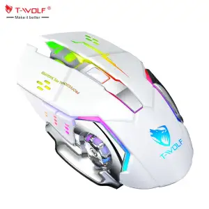 Mouse Gamer Sem Fio T-WOLF Q13B de Modo Duplo, Silencioso, Recarregável, Portátil para Escritório e Jogos, 2400DPI, com LED...